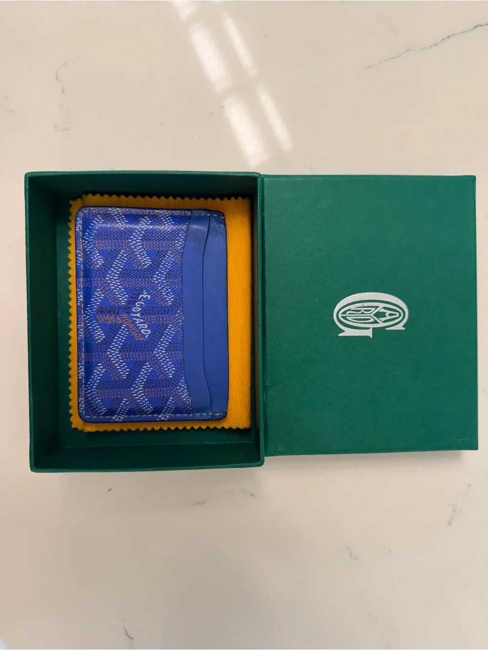 Goyard Royal Blue Card Case with Chevron Motif